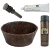 Premier Copper Products Forest Vessel Hammered Copper Bathroom Sink, Matching Drain and Accessories, Oil Rubbed Bronze, BSP5_PVRTRDB-P
