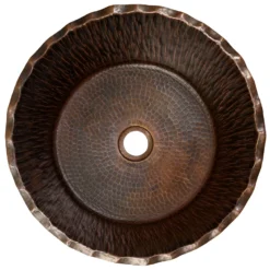 Premier Copper Products Forest Vessel Hammered Copper Bathroom Sink, Matching Drain and Accessories, Oil Rubbed Bronze, BSP5_PVRTRDB-P