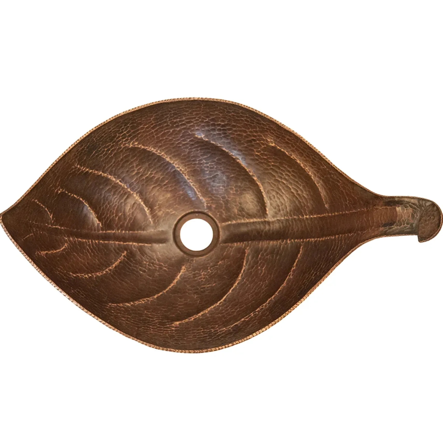 Premier Copper Products Leaf Vessel Hammered Copper Bathroom Sink, Matching Drain and Accessories, Oil Rubbed Bronze, BSP5_PVLFDB-P