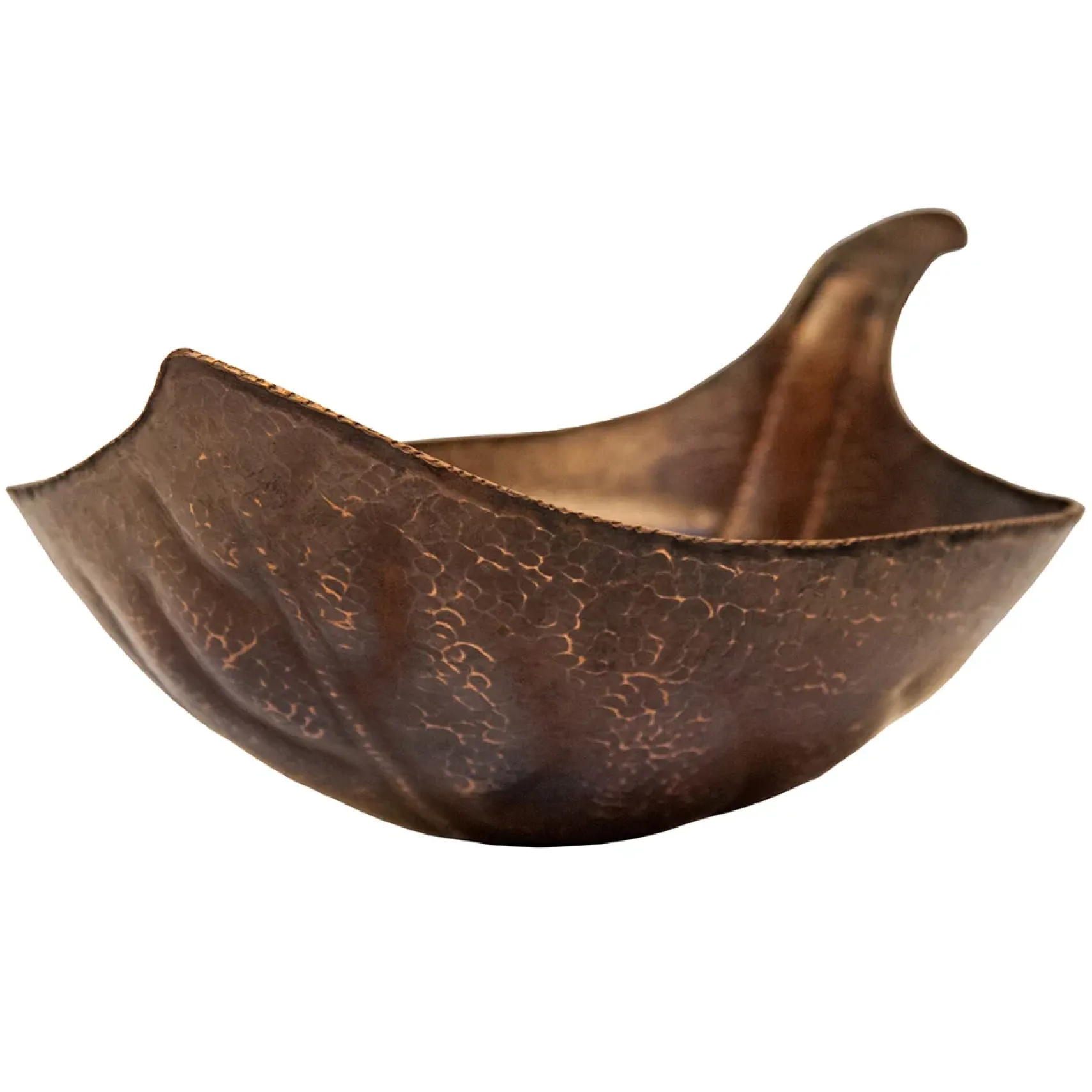 Premier Copper Products Leaf Vessel Hammered Copper Bathroom Sink, Matching Drain and Accessories, Oil Rubbed Bronze, BSP5_PVLFDB-P