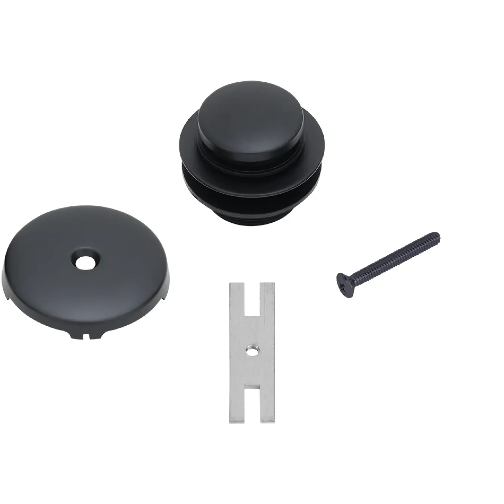Premier Copper Products Tub Drain Trim and Single-Hole Overflow Cover for Bath Tubs - Matte Black, Brass, D-301BLK