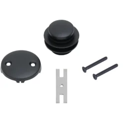 Premier Copper Products Tub Drain Trim and Two-Hole Overflow Cover for Bath Tubs - Matte Black, Brass, D-302BLK