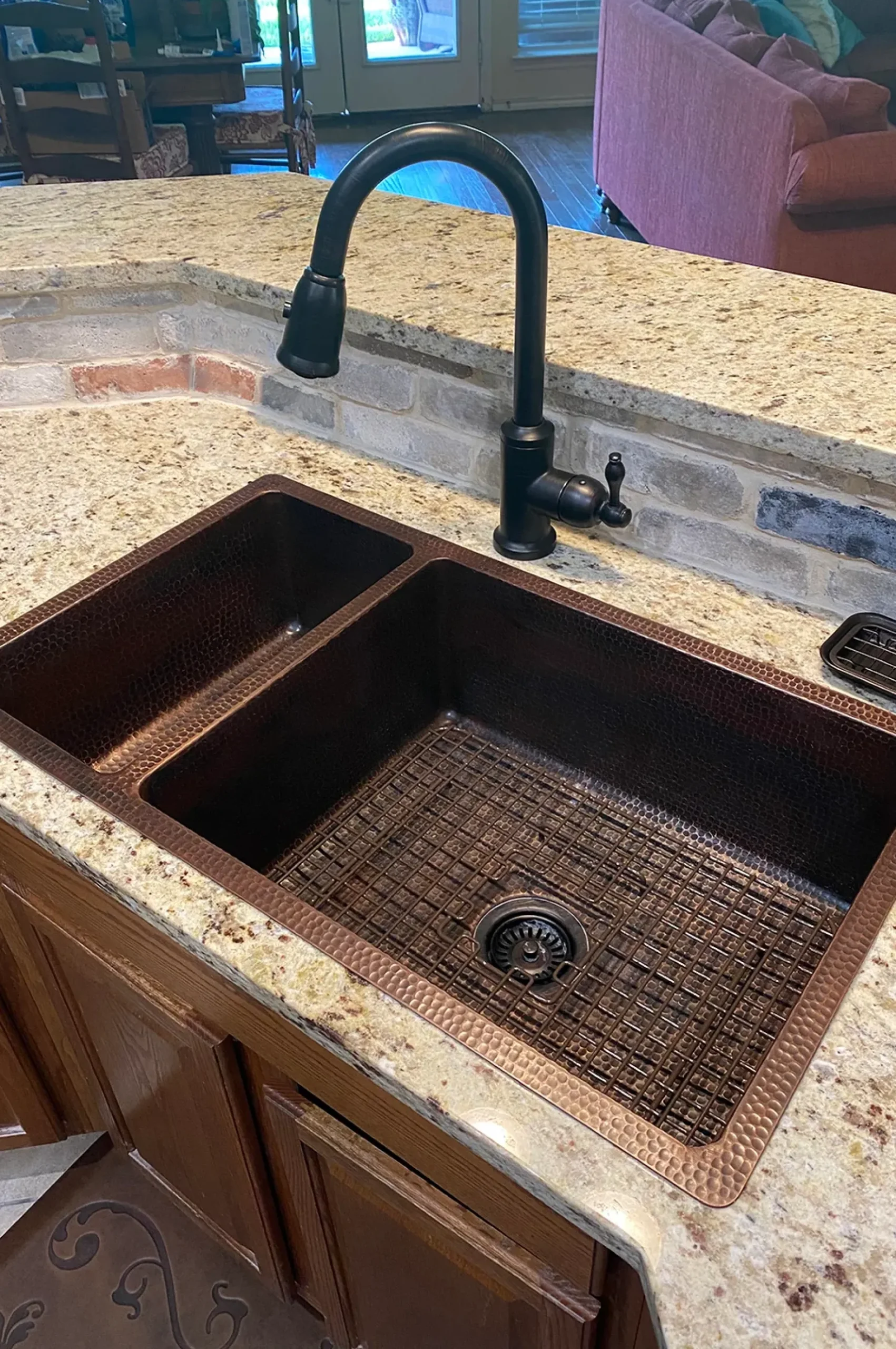 Premier Copper Products 33" Copper Kitchen Sink, 25/75 Double Bowl, Oil Rubbed Bronze, K25DB33199