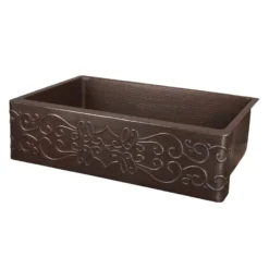 Premier Copper Products 30" Copper Farmhouse Sink, Oil Rubbed Bronze, KASDB30229S