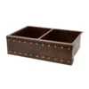 Premier Copper Products 33" Copper Farmhouse Sink, 50/50 Double Bowl, Oil Rubbed Bronze, KA50DB33229BS