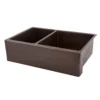 Premier Copper Products 33" Copper Farmhouse Sink, 40/60 Double Bowl, Oil Rubbed Bronze, KA40DB33229
