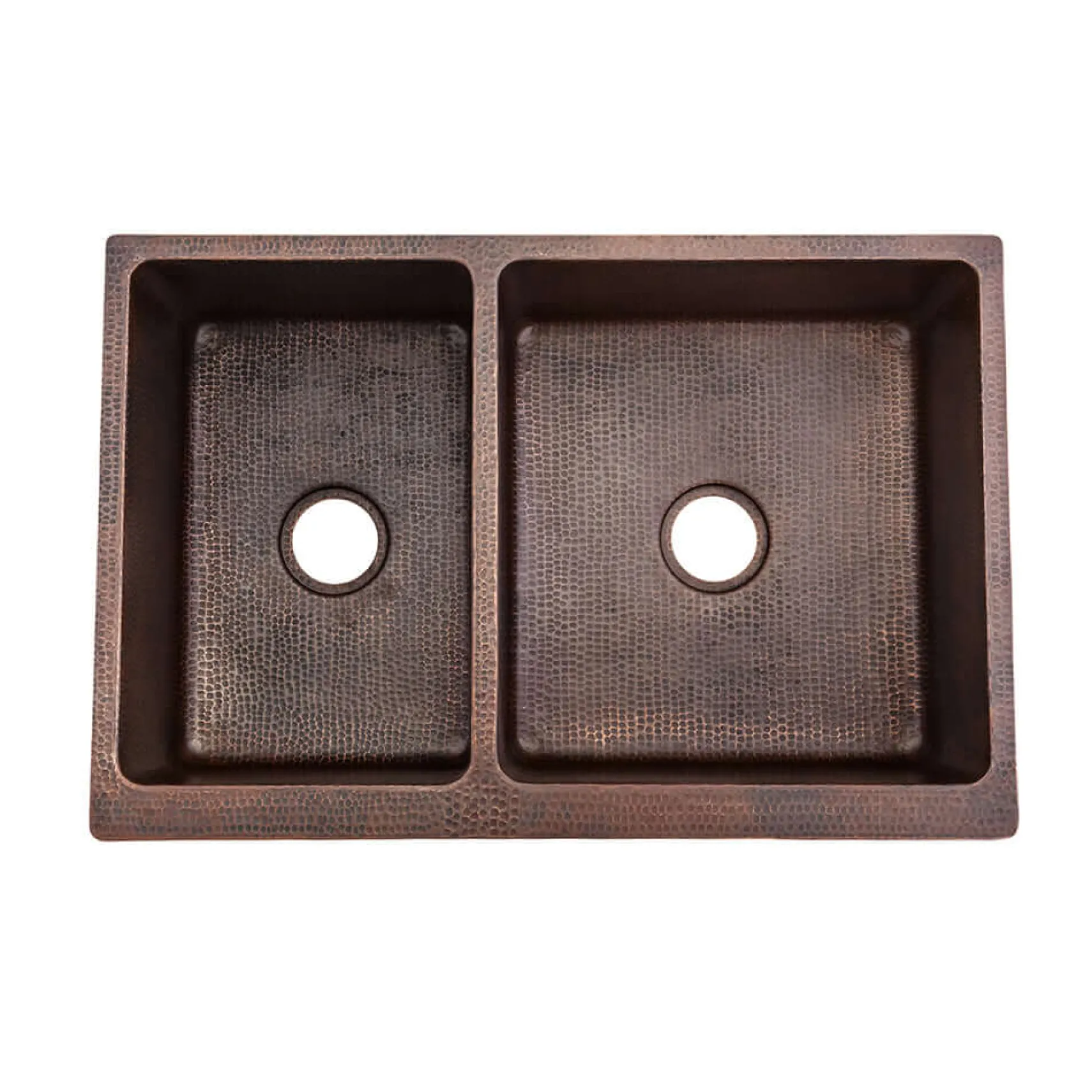 Premier Copper Products 33" Copper Farmhouse Sink, 40/60 Double Bowl, Oil Rubbed Bronze, KA40DB33229