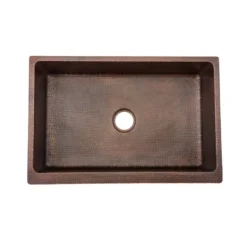 Premier Copper Products 33" Copper Farmhouse Sink, Oil Rubbed Bronze, KASDB33229