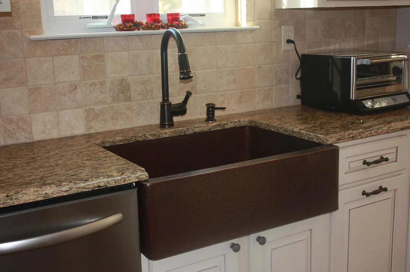 Premier Copper Products 33" Copper Farmhouse Sink, Oil Rubbed Bronze, KASDB33229