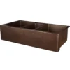 Premier Copper Products 42" Copper Farmhouse Sink, 40/20/40 Triple Bowl, Oil Rubbed Bronze, KATDB422210