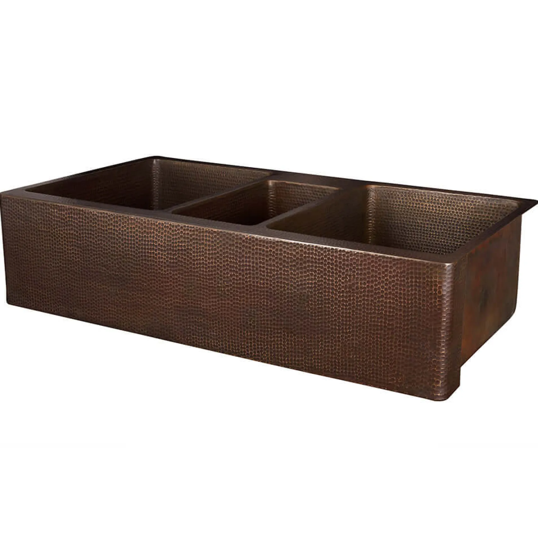 Premier Copper Products 42" Copper Farmhouse Sink, 40/20/40 Triple Bowl, Oil Rubbed Bronze, KATDB422210