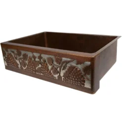 Premier Copper Products 33" Copper Farmhouse Sink, Oil Rubbed Bronze and Nickel, KASDB33229G-NB