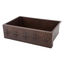 Premier Copper Products 33" Copper Farmhouse Sink, Oil Rubbed Bronze, KASDB33229F