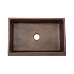 Premier Copper Products 33" Copper Farmhouse Sink, Oil Rubbed Bronze, KASDB33229F