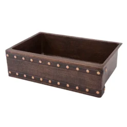 Premier Copper Products 33" Copper Farmhouse Sink, Oil Rubbed Bronze, KASDB33229BS