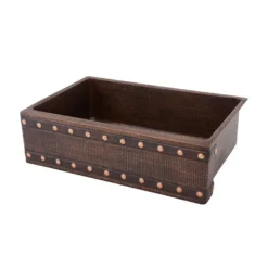 Premier Copper Products 30" Copper Farmhouse Sink, Oil Rubbed Bronze, KASDB30229BS