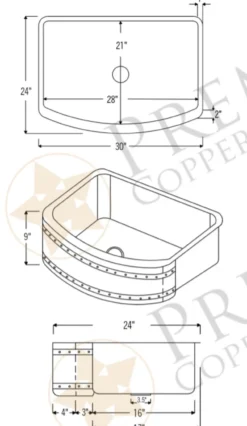 Premier Copper Products 30" Copper Farmhouse Sink, Oil Rubbed Bronze, KASRDB30249BS