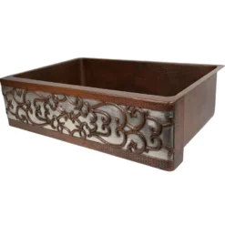 Premier Copper Products 33" Copper Farmhouse Sink, Oil Rubbed Bronze and Nickel, KASDB33229S-NB