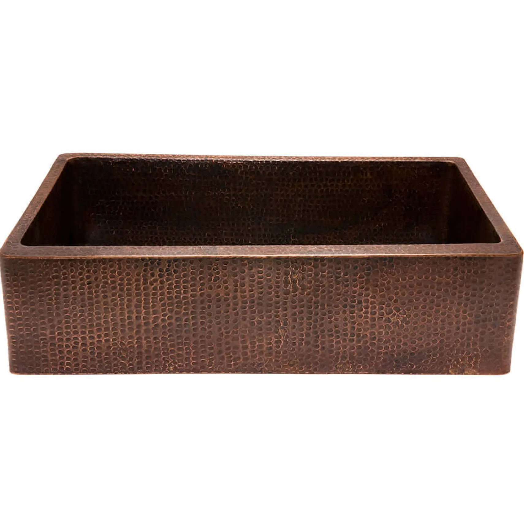 Premier Copper Products 35" Hammered Copper Kitchen Apron Single Basin Farmhouse Sink with Matching Drain and Accessories, Oil Rubbed Bronze, KSP3_KASDB35229