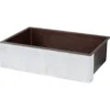 Premier Copper Products 33" Hammered Copper Farmhouse Sink, Glazed White, 14 Gauge, KASWHT33229