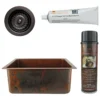 Premier Copper Products 20" Hammered Copper Kitchen/Bar/Prep Single Basin Sink, Matching Drain and Accessories, Oil Rubbed Bronze, BSP5_BREC20DB-D