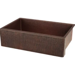 Premier Copper Products 33" Hammered Copper Farmhouse Sink, Oil Rubbed Bronze, 14 Gauge, KASDBRH33229TR