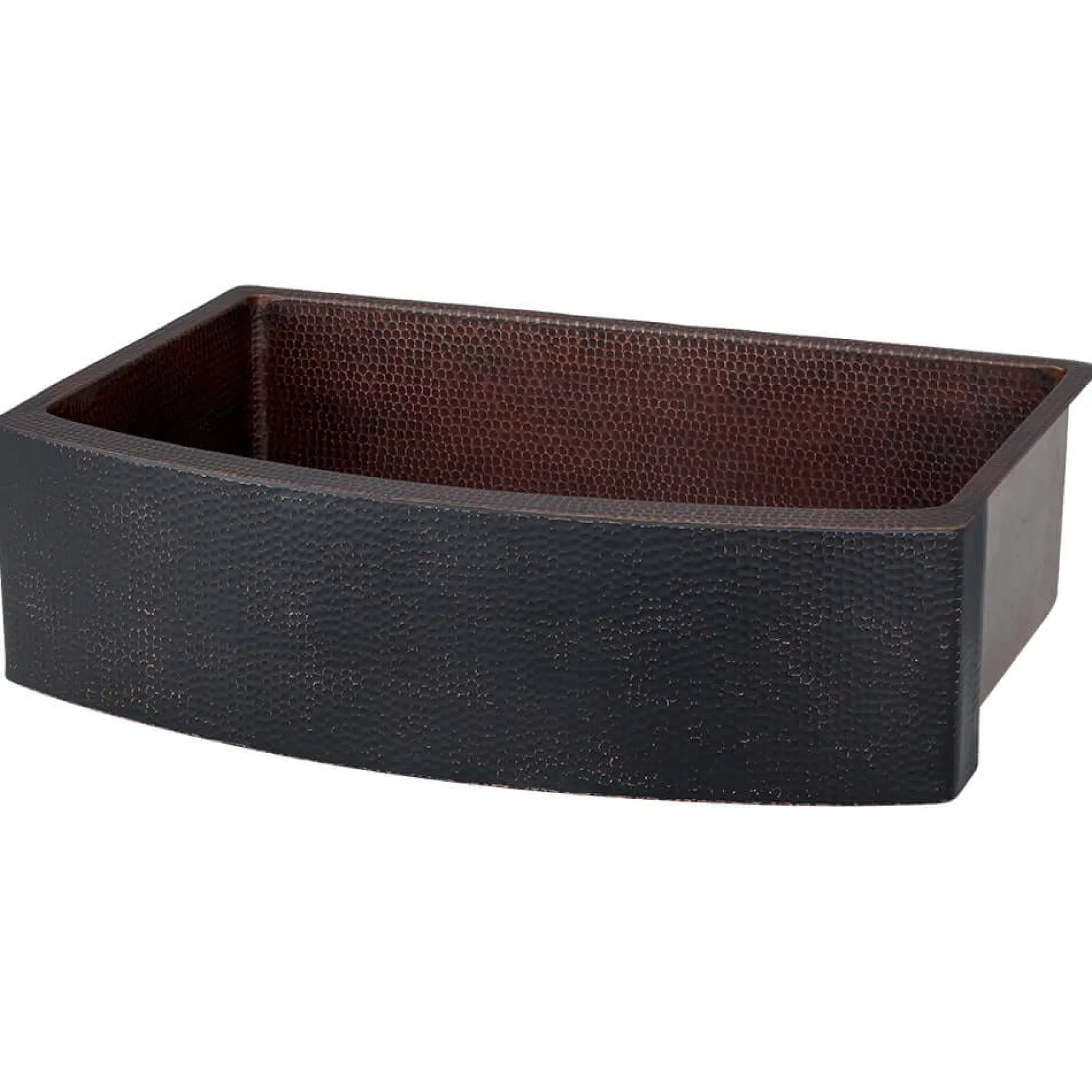 Premier Copper Products 33" Hammered Copper Farmhouse Sink, Glazed Black, 14 Gauge, KASRBLK33249