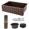 Premier Copper Products 30" Hammered Copper Kitchen Apron Single Basin Farmhouse Sink w/ Barrel Strap Design with Matching Drain and Accessories, Oil Rubbed Bronze, KSP3_KASDB30229BS