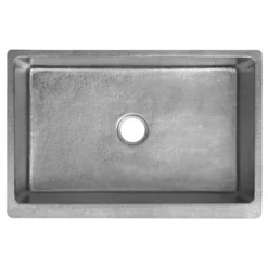 Premier Copper Products 33" Terra Firma Copper Farmhouse Sink, Nickel, 10 Gauge, TFKASEN332210