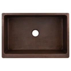 Premier Copper Products 33" Terra Firma Copper Farmhouse Sink, Dark Brown, 10 Gauge, TFKASDB332210