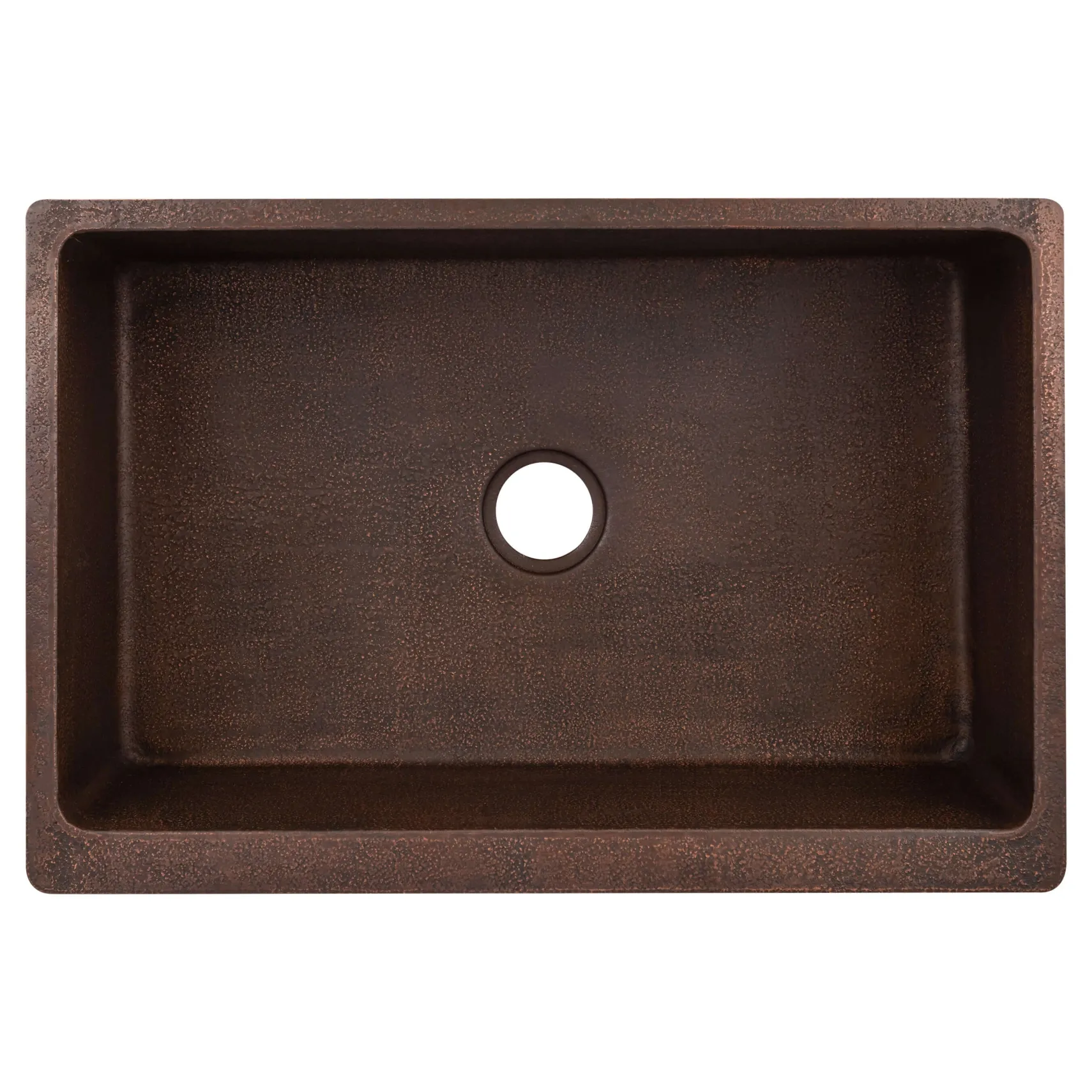 Premier Copper Products 33" Terra Firma Copper Farmhouse Sink, Dark Brown, 10 Gauge, TFKASDB332210