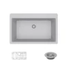 Rene 33" Composite Granite Kitchen Sink, Pewter, R3-2006-PWT-ST-CGF