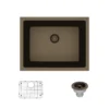 Rene 22" Composite Granite Kitchen Sink, Umber, R3-1004-UMB-ST-CGS