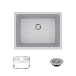 Rene 22" Composite Granite Kitchen Sink, Pewter, R3-1004-PWT-ST-CGF