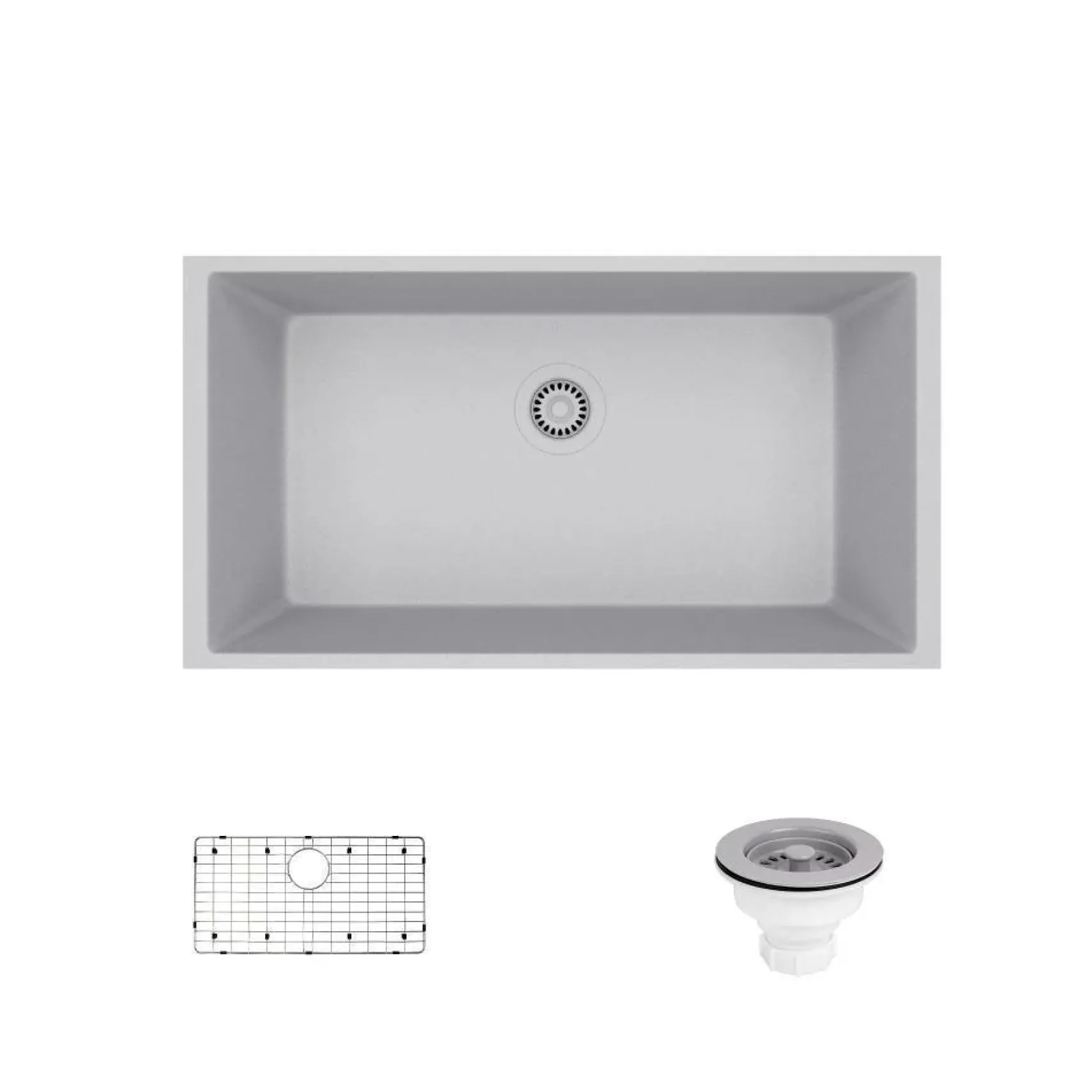 Rene 33" Composite Granite Kitchen Sink, Pewter, R3-1006-PWT-ST-CGS