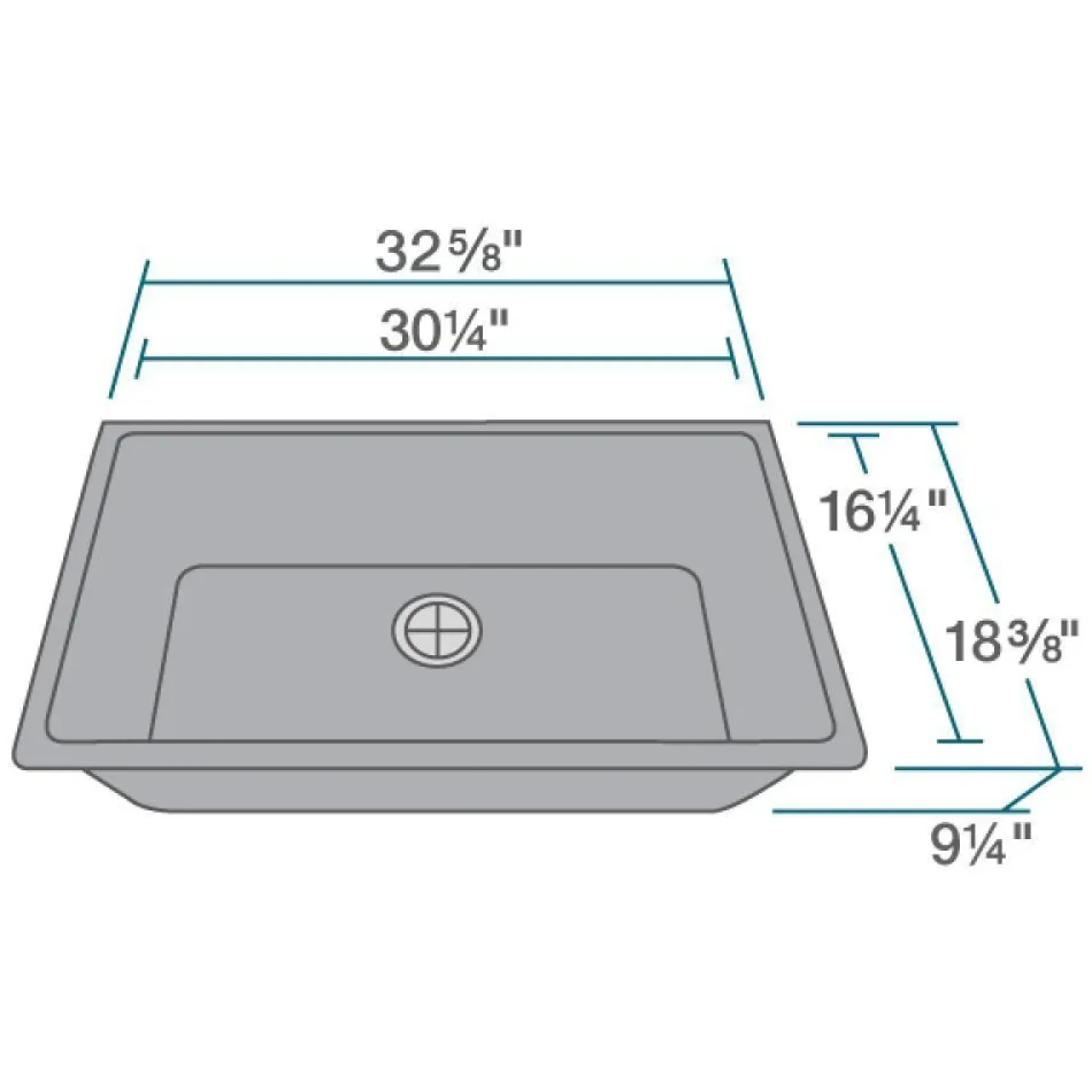 Rene 33" Composite Granite Kitchen Sink, Pewter, R3-1006-PWT-ST-CGS