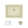 Rene 22" Composite Granite Kitchen Sink, Ecru, R3-1004-ECR-ST-CGS