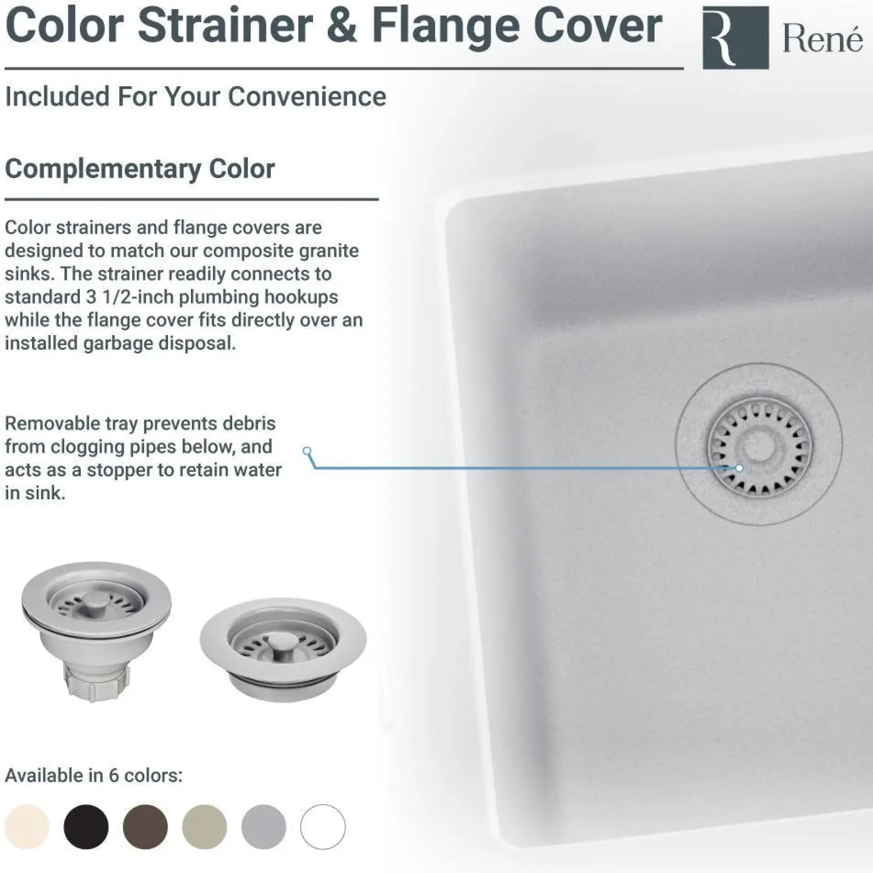 Rene 33" Composite Granite Kitchen Sink, 50/50 Double Bowl, Carbon, R3-1007-CAR-ST-CGF
