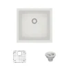 Rene 18" Composite Granite Kitchen Sink, Ivory, R3-1003-IVR-ST-CGS