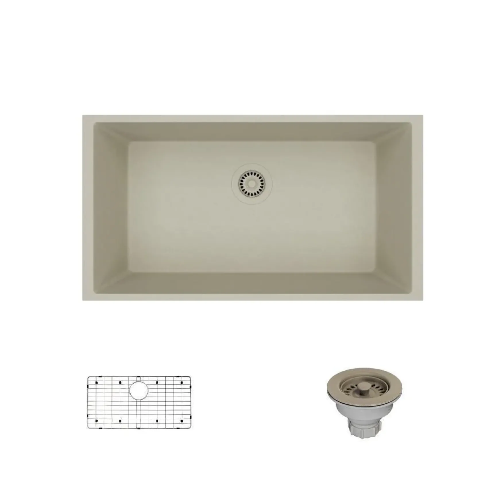 Rene 33" Composite Granite Kitchen Sink, Concrete, R3-1006-CON-ST-CGS