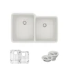 Rene 33" Composite Granite Kitchen Sink, 55/45 Double Bowl, Ivory, R3-1001-IVR-ST-CGF