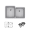 Rene 33" Composite Granite Kitchen Sink, 55/45 Double Bowl, Pewter, R3-1001-PWT-ST-CGS