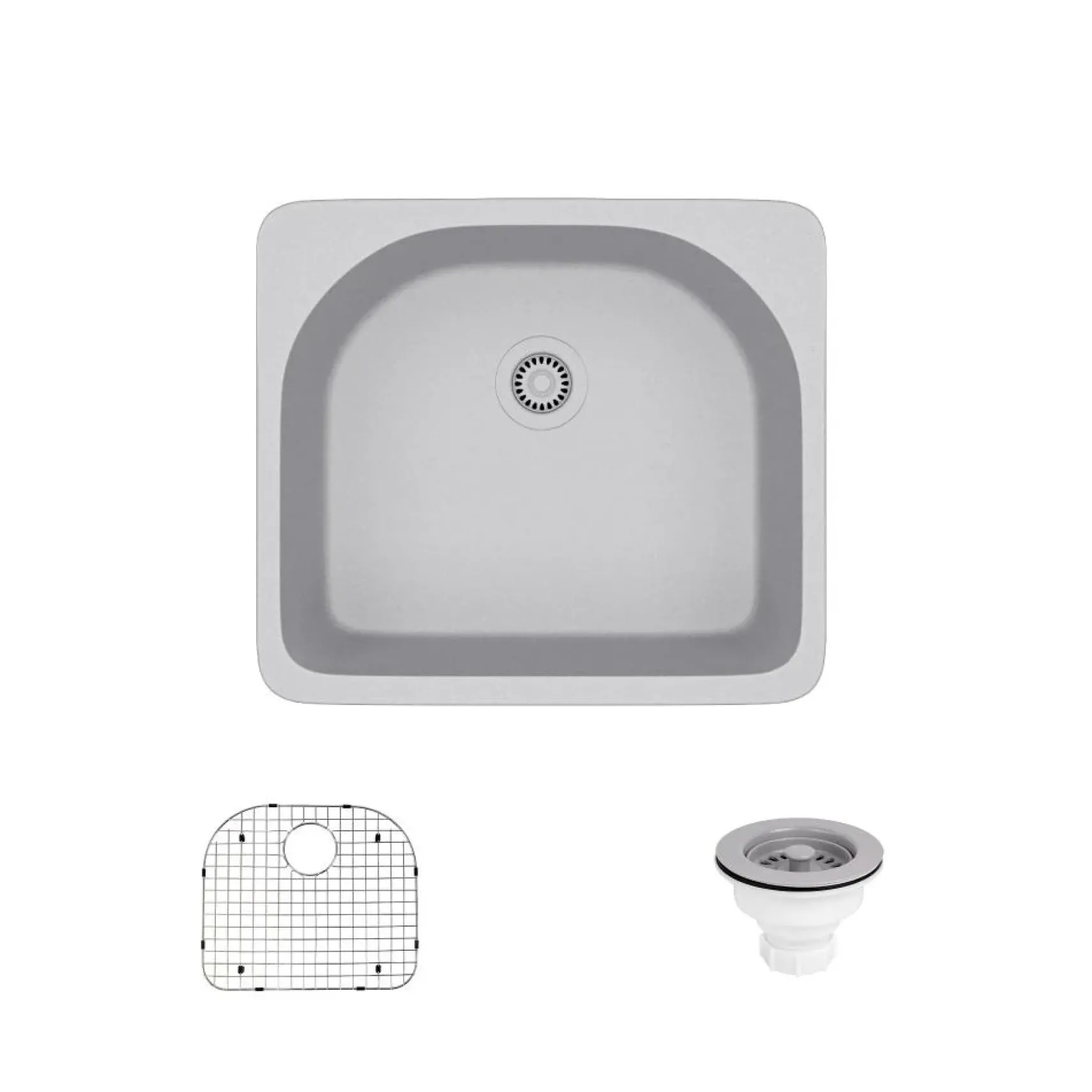 Rene 25" Composite Granite Kitchen Sink, Pewter, R3-2005-PWT-ST-CGS