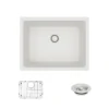 Rene 22" Composite Granite Kitchen Sink, Ivory, R3-1004-IVR-ST-CGF