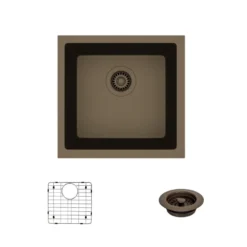 Rene 18" Composite Granite Kitchen Sink, Umber, R3-1003-UMB-ST-CGF