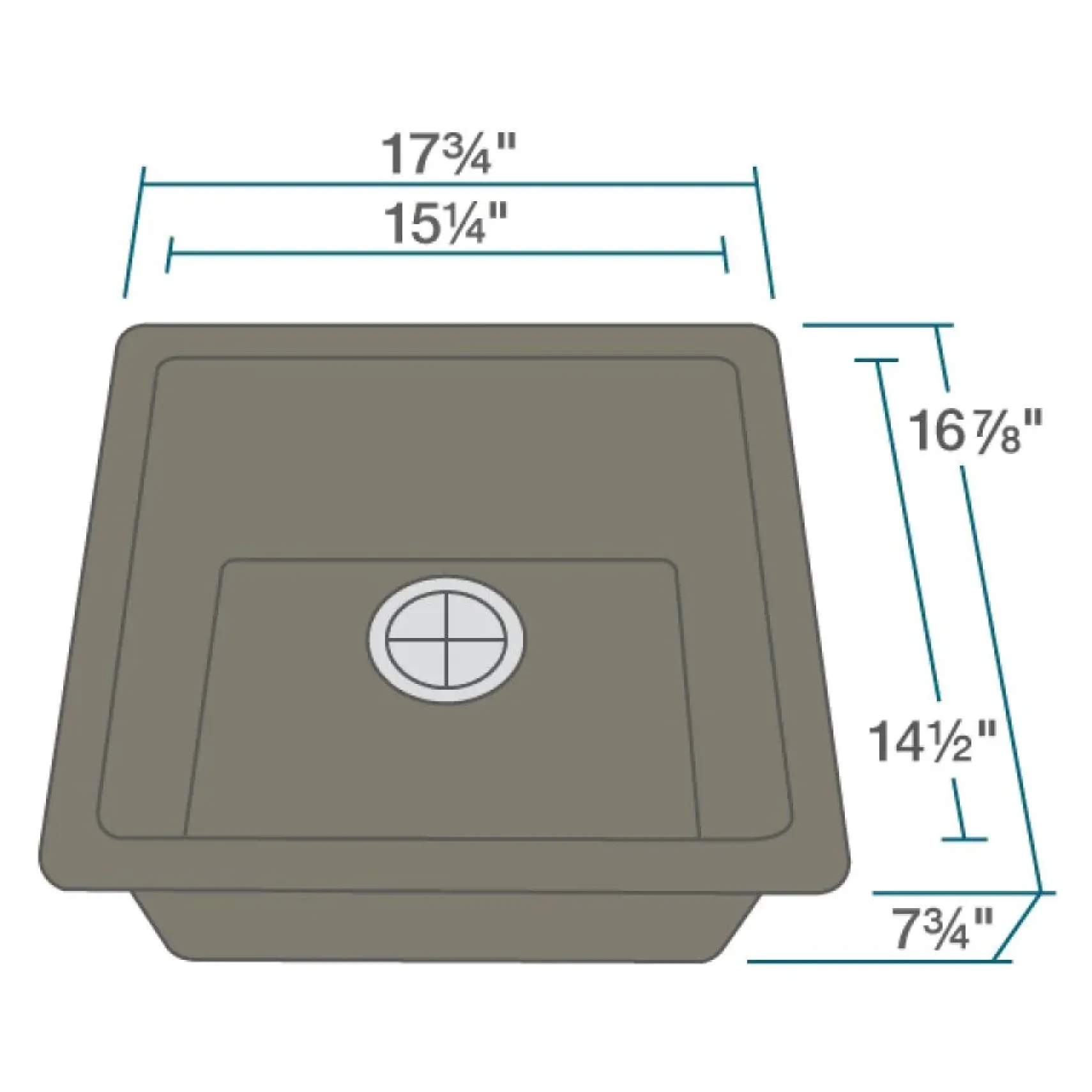 Rene 18" Composite Granite Kitchen Sink, Umber, R3-1003-UMB-ST-CGF