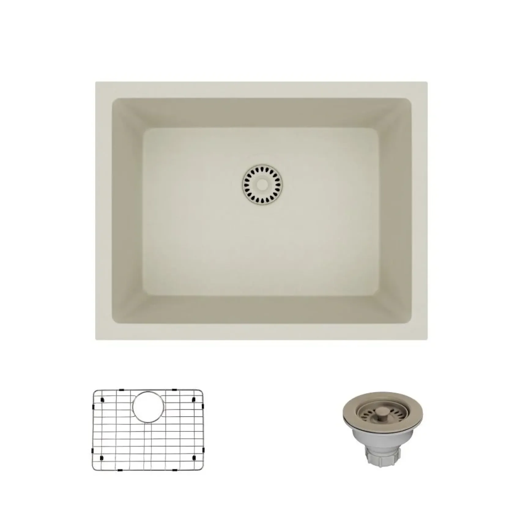 Rene 22" Composite Granite Kitchen Sink, Concrete, R3-1004-CON-ST-CGS