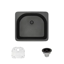 Rene 25" Composite Granite Kitchen Sink, Carbon, R3-2005-CAR-ST-CGS