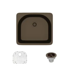 Rene 25" Composite Granite Kitchen Sink, Umber, R3-2005-UMB-ST-CGS