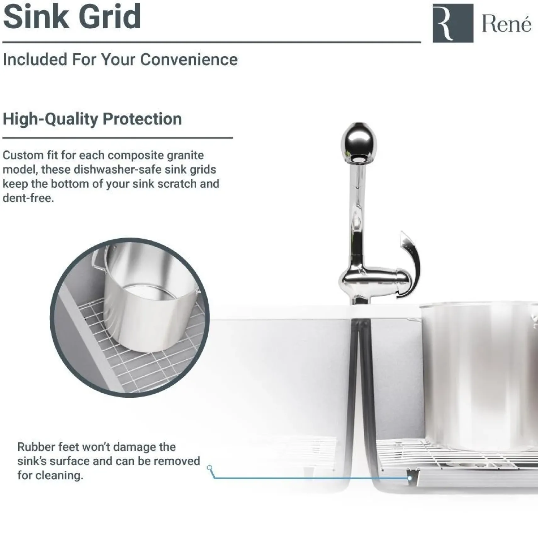 Rene 25" Composite Granite Kitchen Sink, Concrete, R3-2005-CON-ST-CGF
